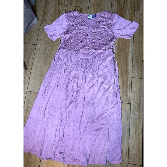 Phool M Womens Maxi Purple Dress Boho Hippie 100% Rayon Swing - Picture 1 of 4